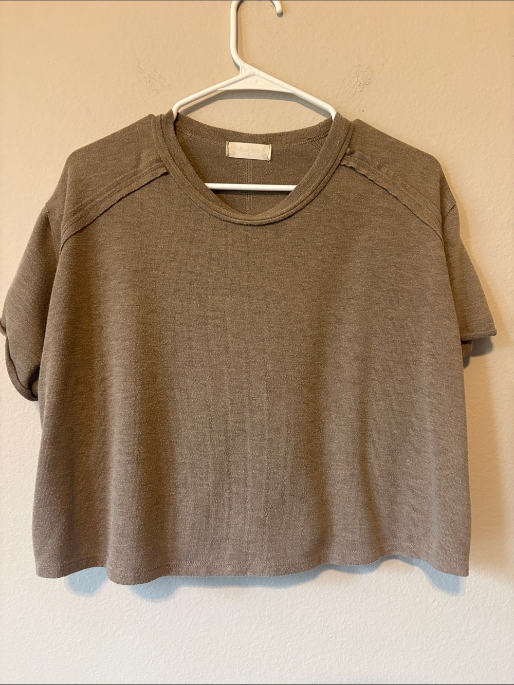 Women's Short Sleeve Crewneck Top in Taupe